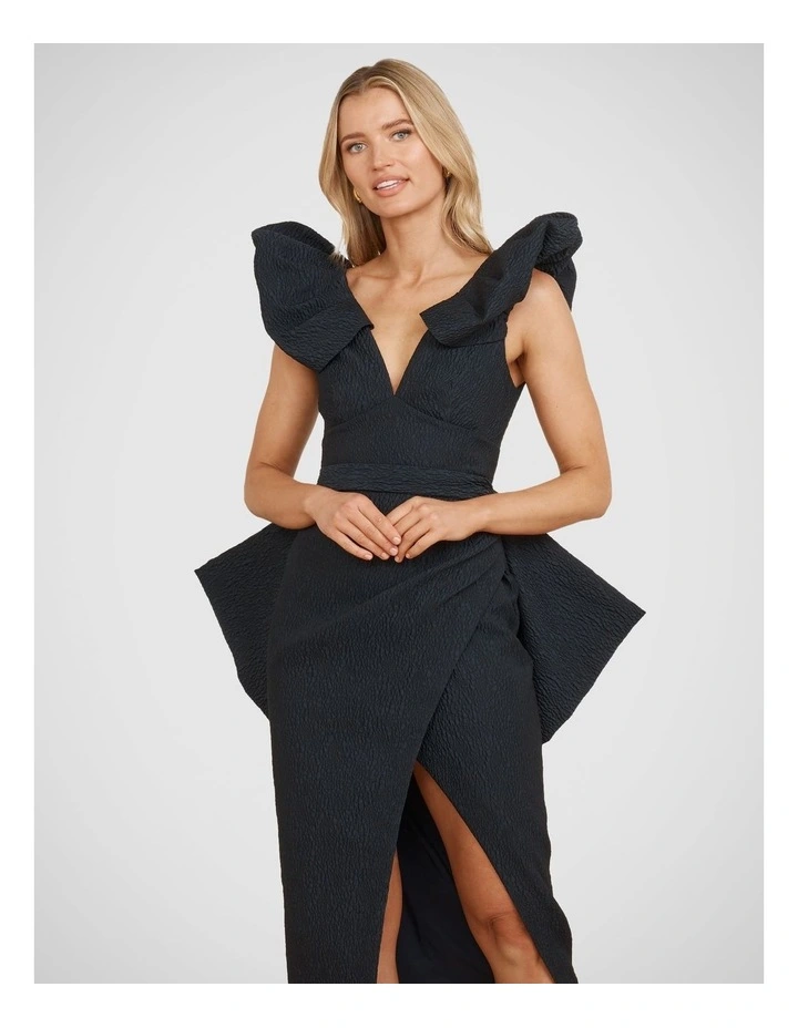 Kim Puff Shoulder Midi Dress in Dark Navy image 5