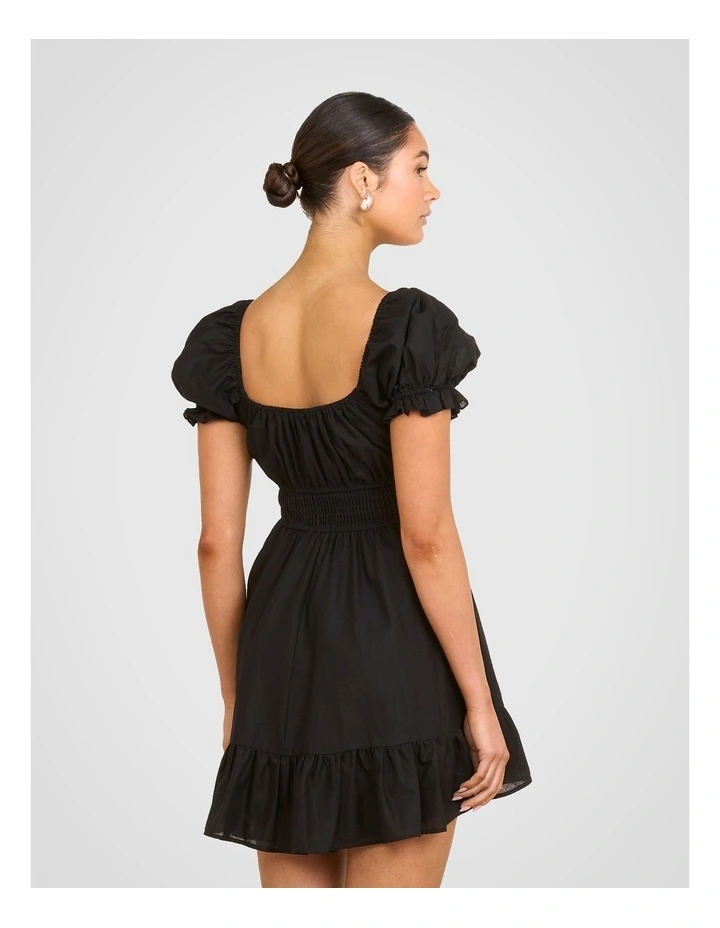 Elery Puff Sleeve Mini Dress in Black image 2