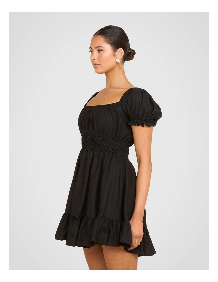 Elery Puff Sleeve Mini Dress in Black image 3
