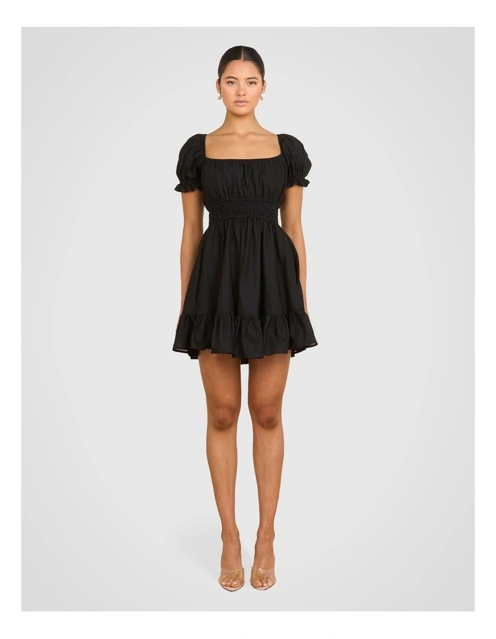 Elery Puff Sleeve Mini Dress in Black image 5