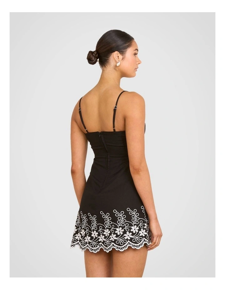 Fifi Embroidered Mini Dress in Black image 2