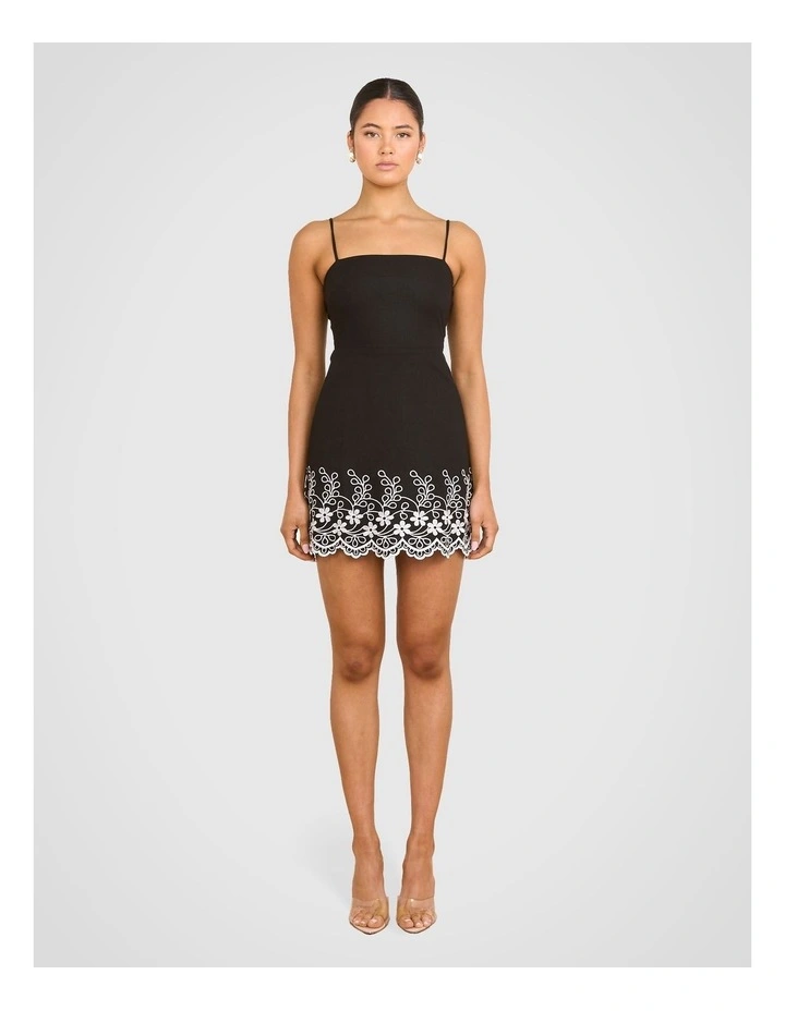 Fifi Embroidered Mini Dress in Black image 5