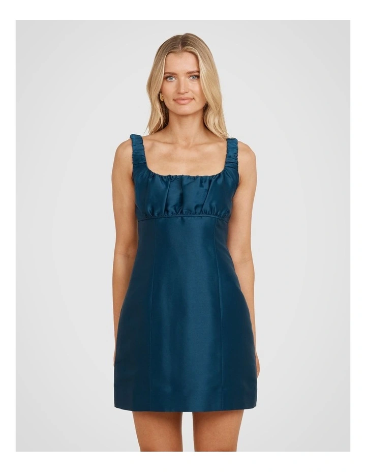 Yury Square Neck Mini Dress in Blue image 1