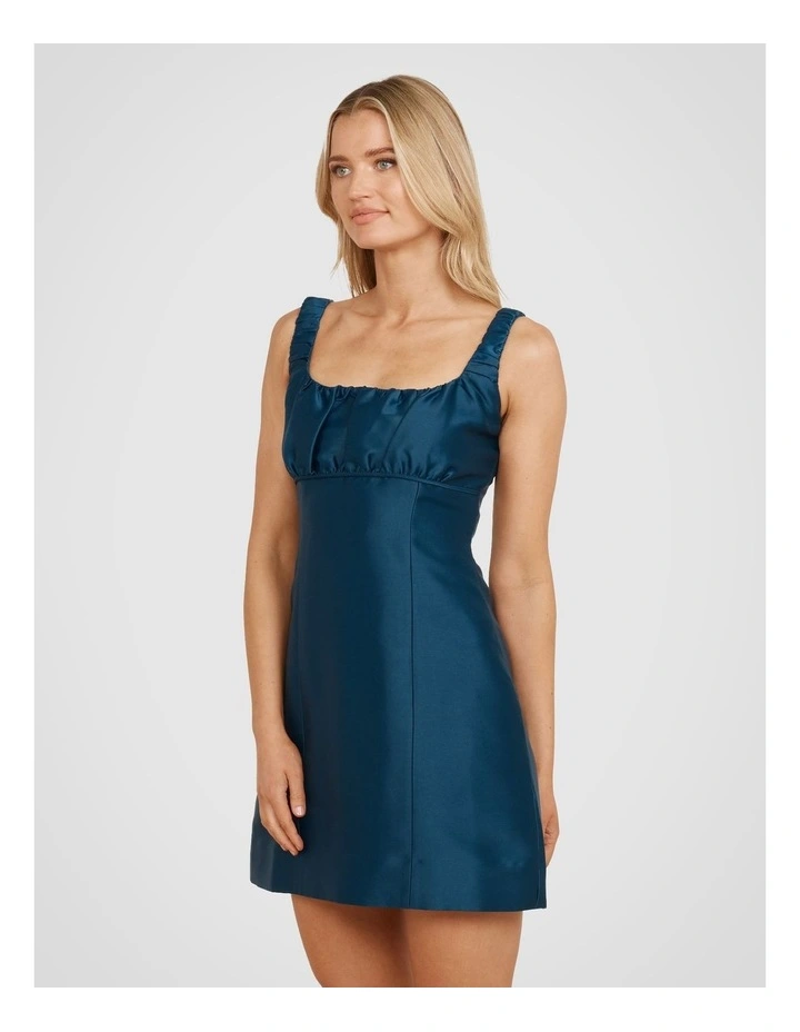 Yury Square Neck Mini Dress in Blue image 3