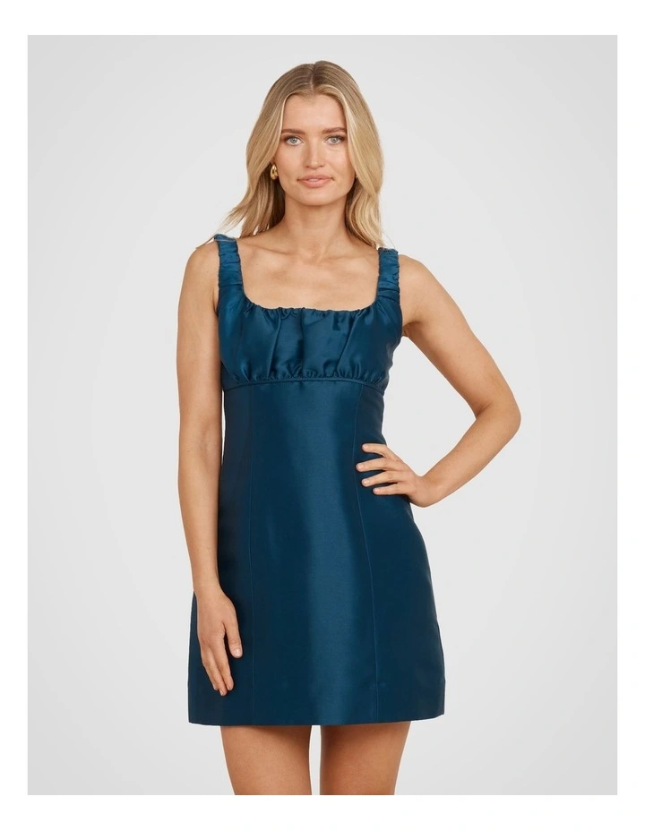 Yury Square Neck Mini Dress in Blue image 4