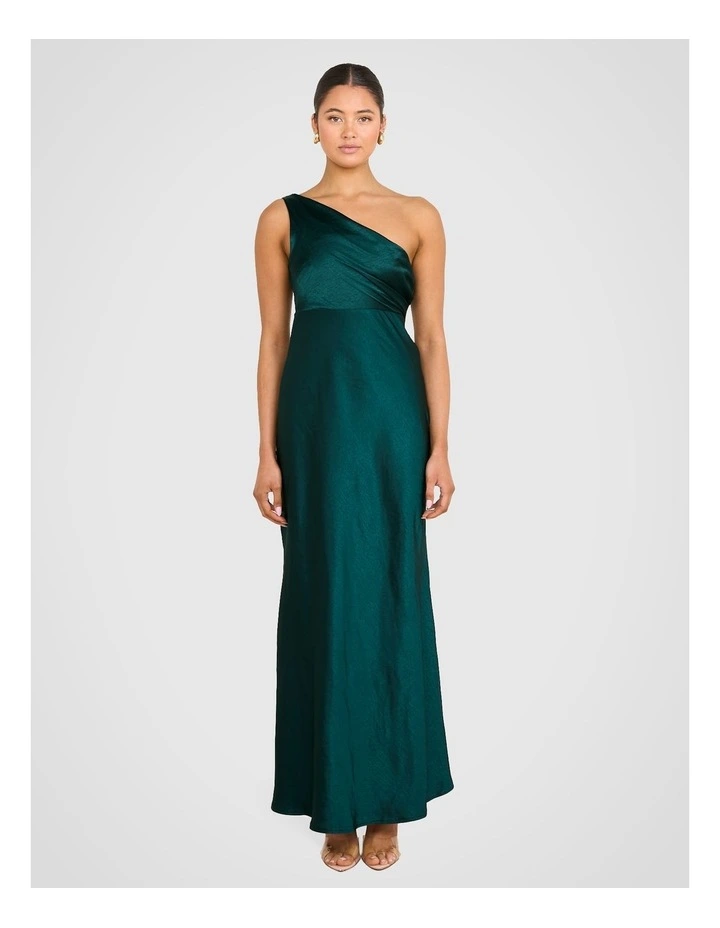 Anita One Shoulder Satin Gown in Teal image 1