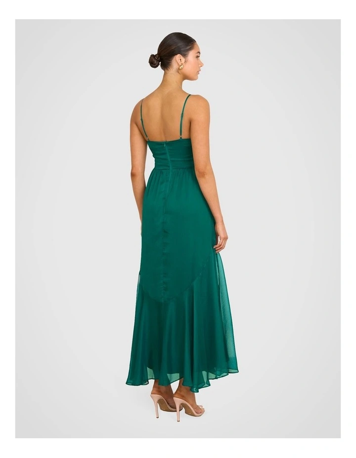 Janita Ruched Frill Dress in Teal image 2