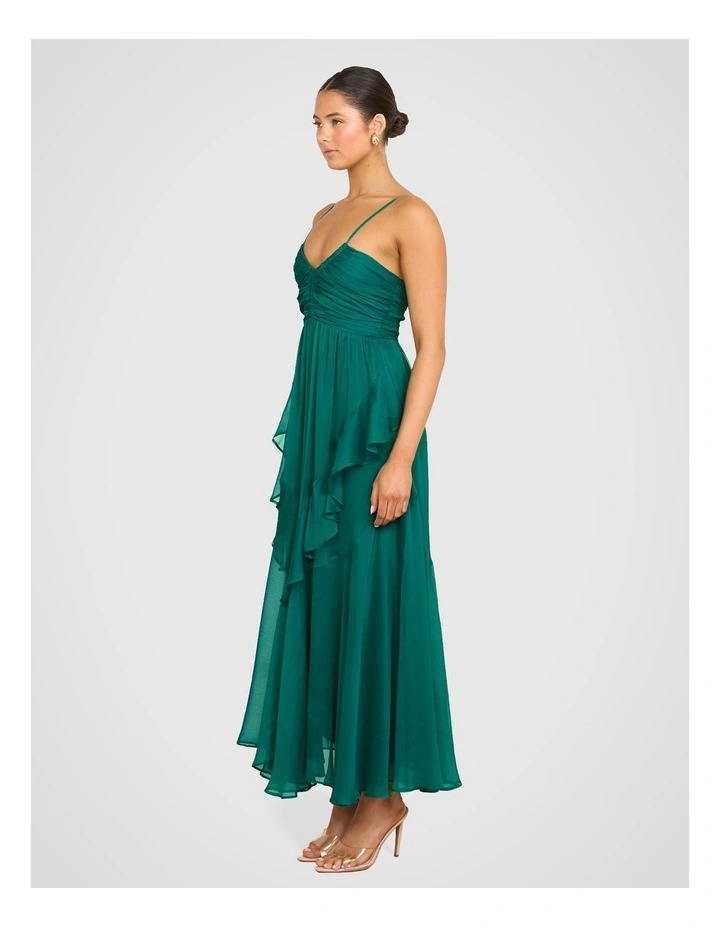 Janita Ruched Frill Dress in Teal image 3