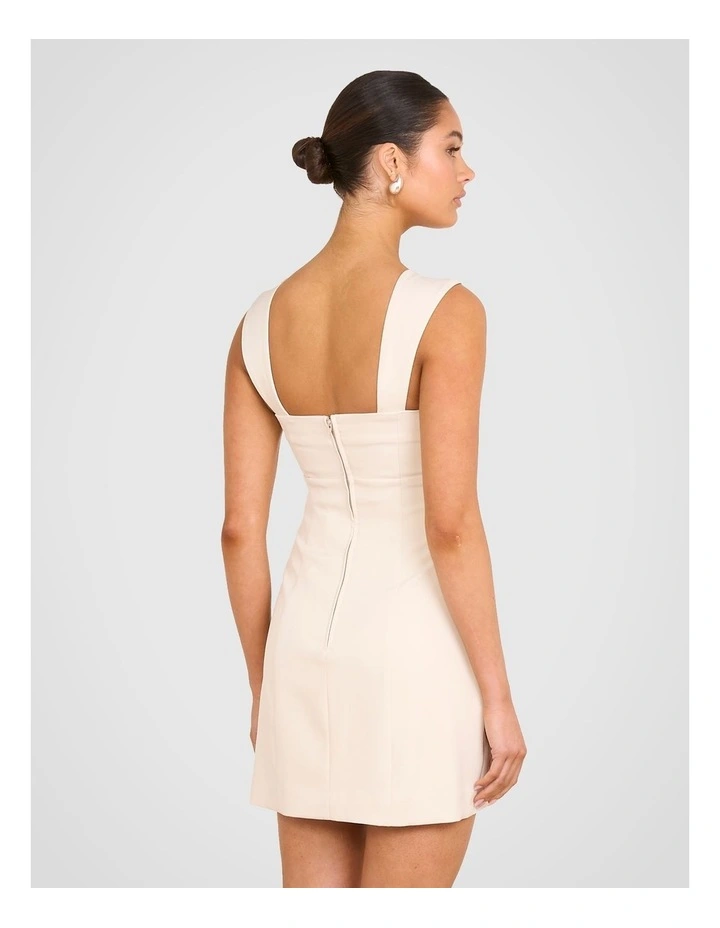 Enola Square Neck Mini Dress in Stone image 2