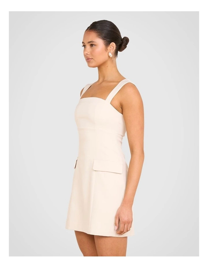 Enola Square Neck Mini Dress in Stone image 3