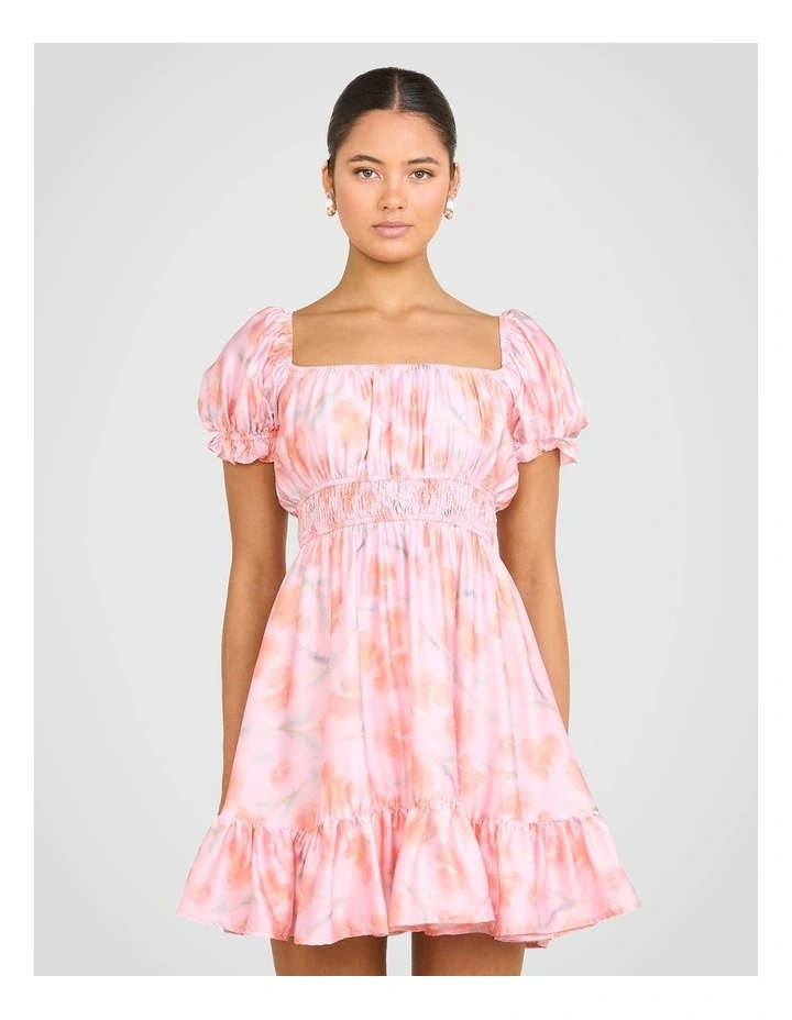 Uma Puff Sleeve Mini Dress in Multi image 1