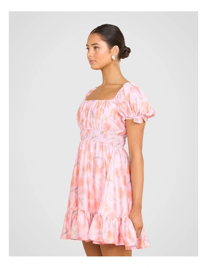 Uma Puff Sleeve Mini Dress in Multi image 3