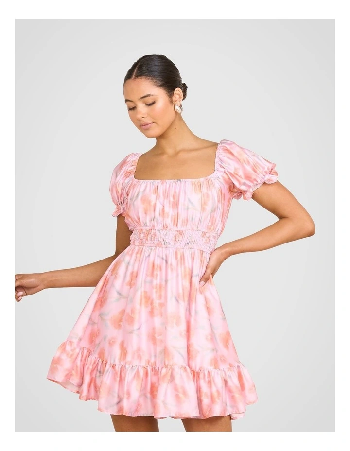 Uma Puff Sleeve Mini Dress in Multi image 4