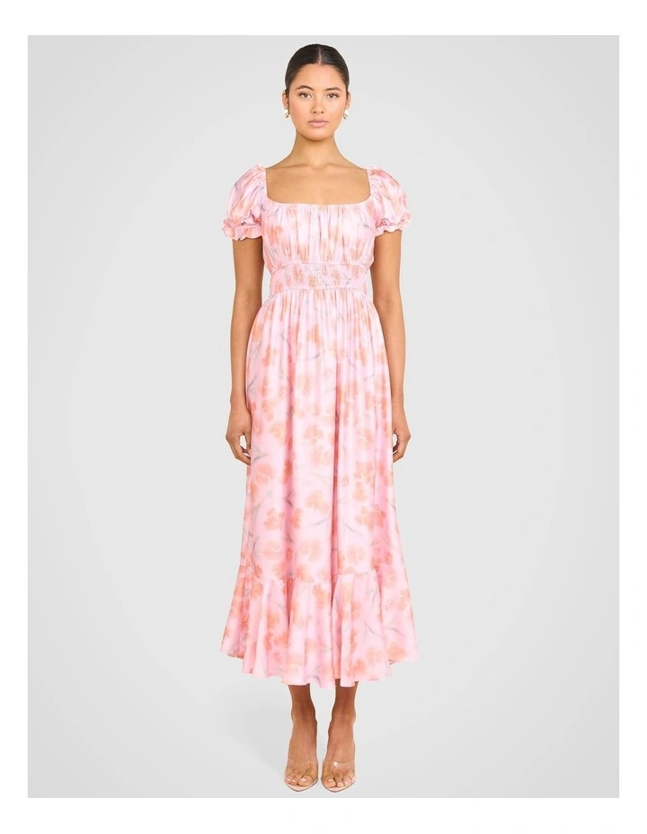 Ulla Puff Sleeve Midi Dress in Multi image 1