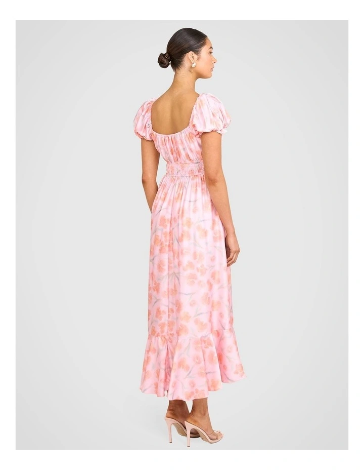 Ulla Puff Sleeve Midi Dress in Multi image 2