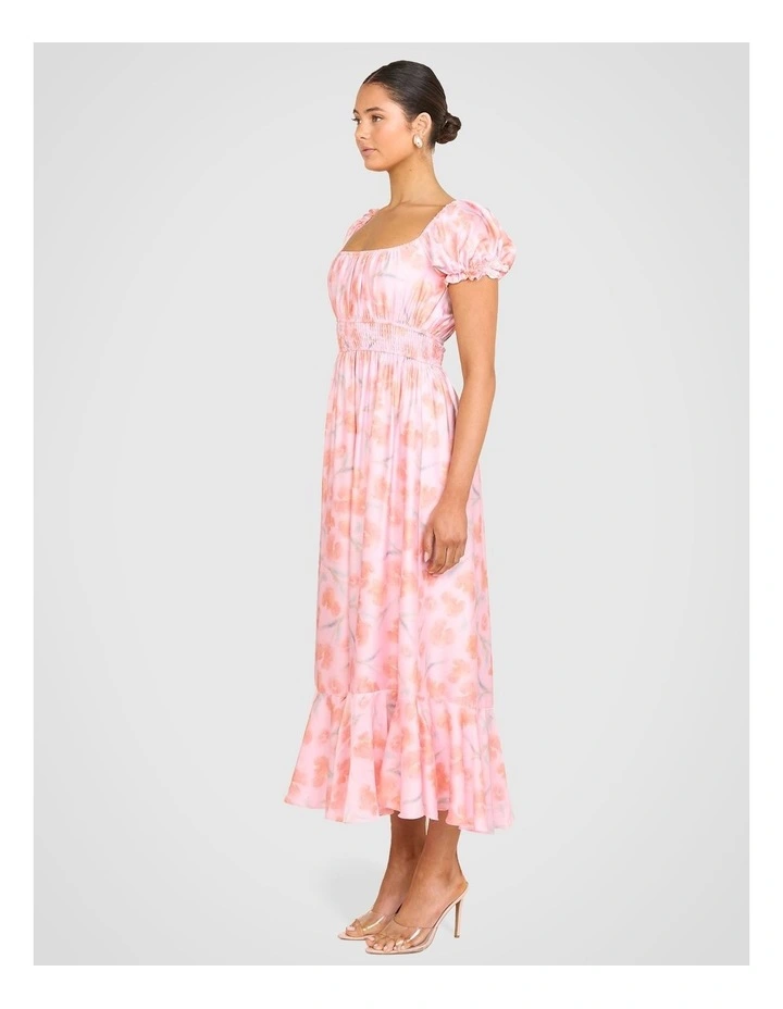 Ulla Puff Sleeve Midi Dress in Multi image 3