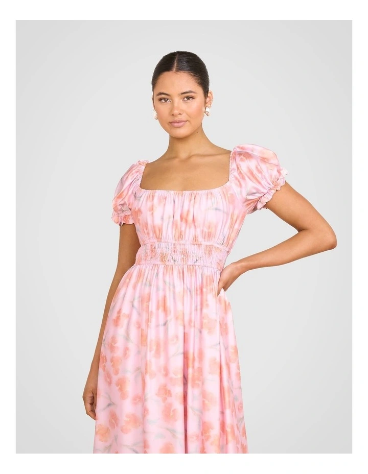 Ulla Puff Sleeve Midi Dress in Multi image 4