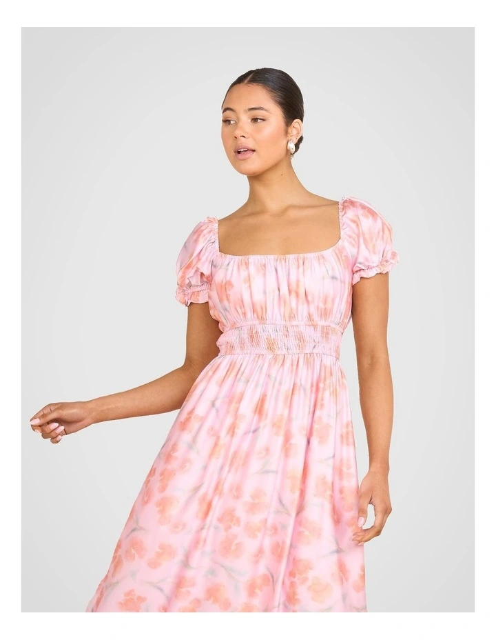 Ulla Puff Sleeve Midi Dress in Multi image 5