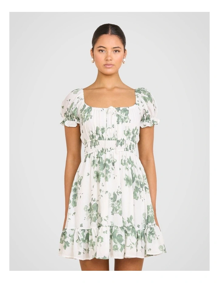 Kailee Puff Sleeve Mini Dress in Multi image 1