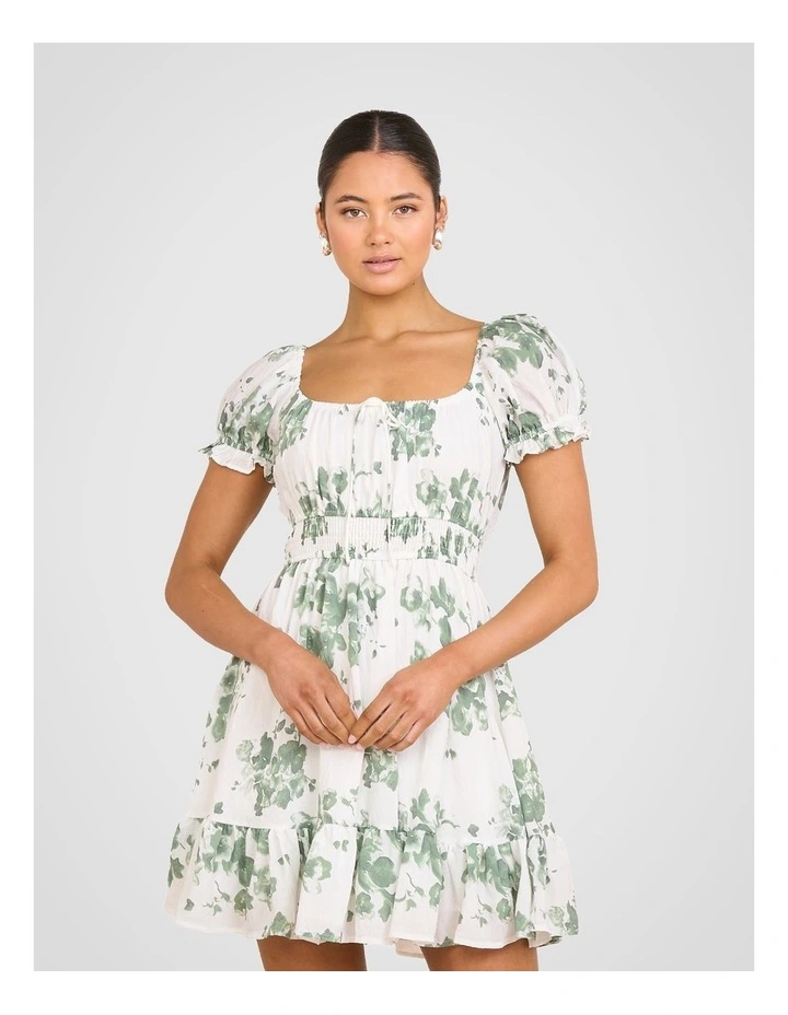Kailee Puff Sleeve Mini Dress in Multi image 4