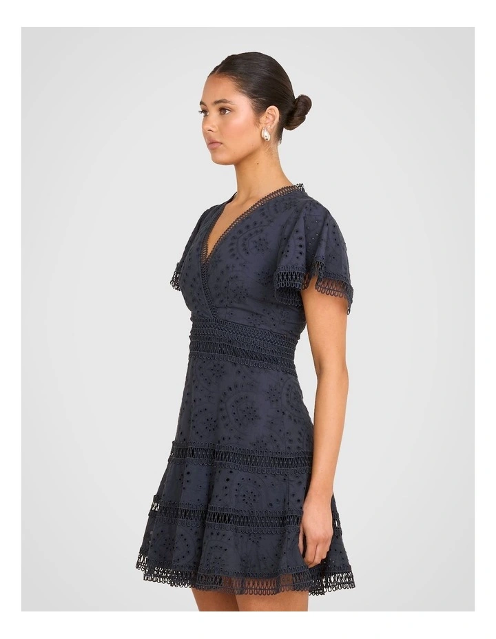 Winnie Wrap Front Mini Dress in Navy image 3