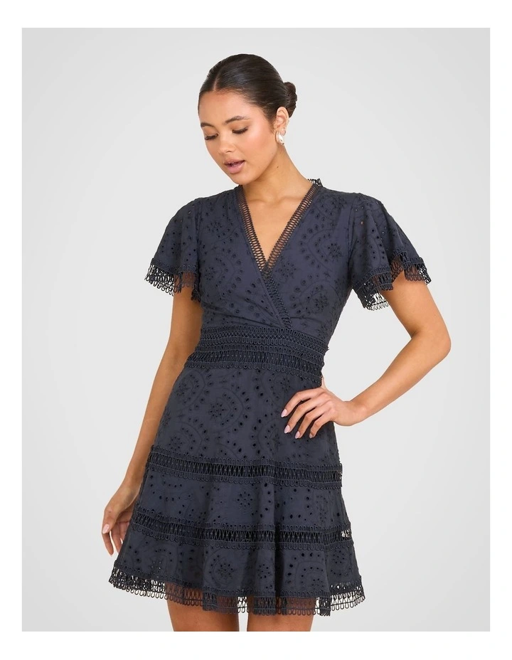 Winnie Wrap Front Mini Dress in Navy image 4