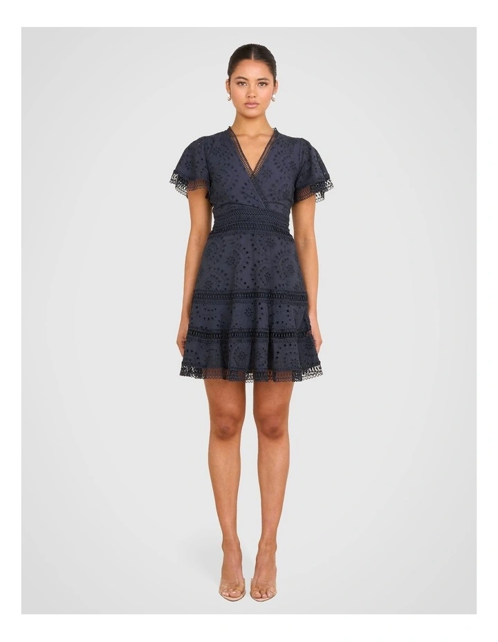 Winnie Wrap Front Mini Dress in Navy image 5
