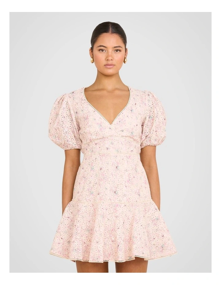 Dahlia Puff Sleeve Mini Dress in Assorted image 1
