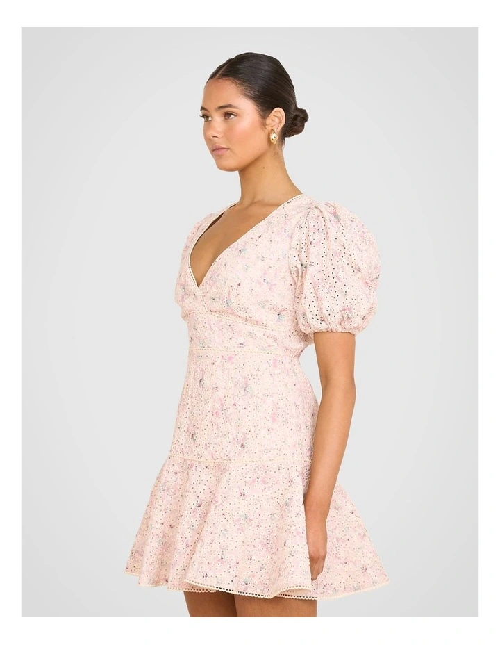 Dahlia Puff Sleeve Mini Dress in Assorted image 3