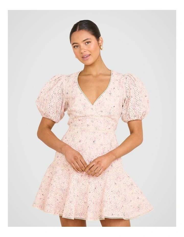 Dahlia Puff Sleeve Mini Dress in Assorted image 4