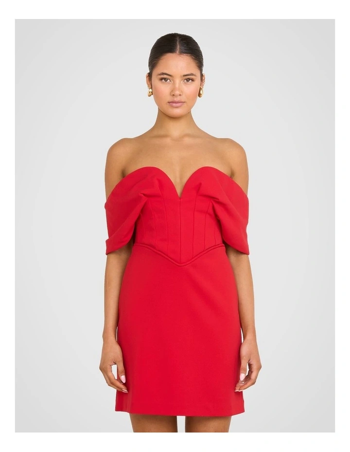 Sofi Off Shoulder Mini Dress in Red image 1