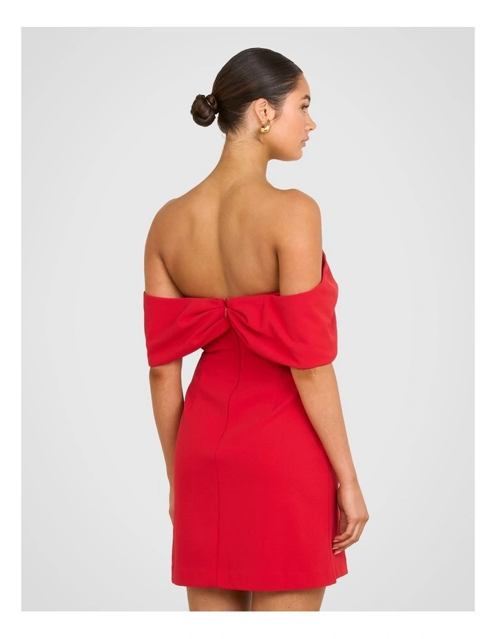 Sofi Off Shoulder Mini Dress in Red image 2
