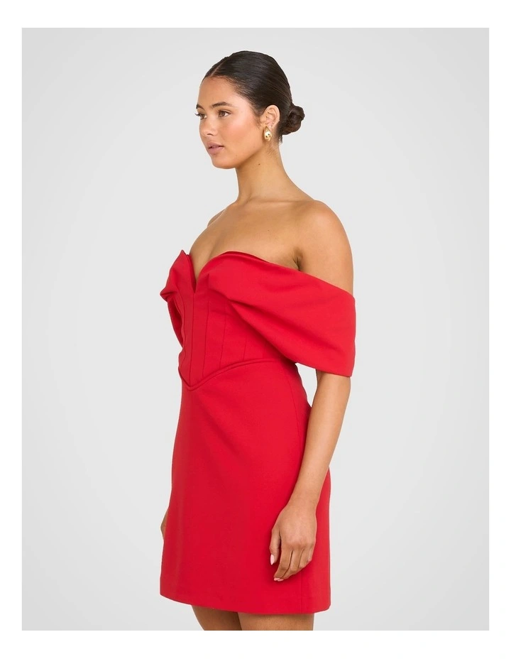 Sofi Off Shoulder Mini Dress in Red image 3