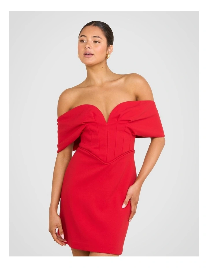 strapless open back dress Taylon Off The Shoulder Mini Dress Red main image 0