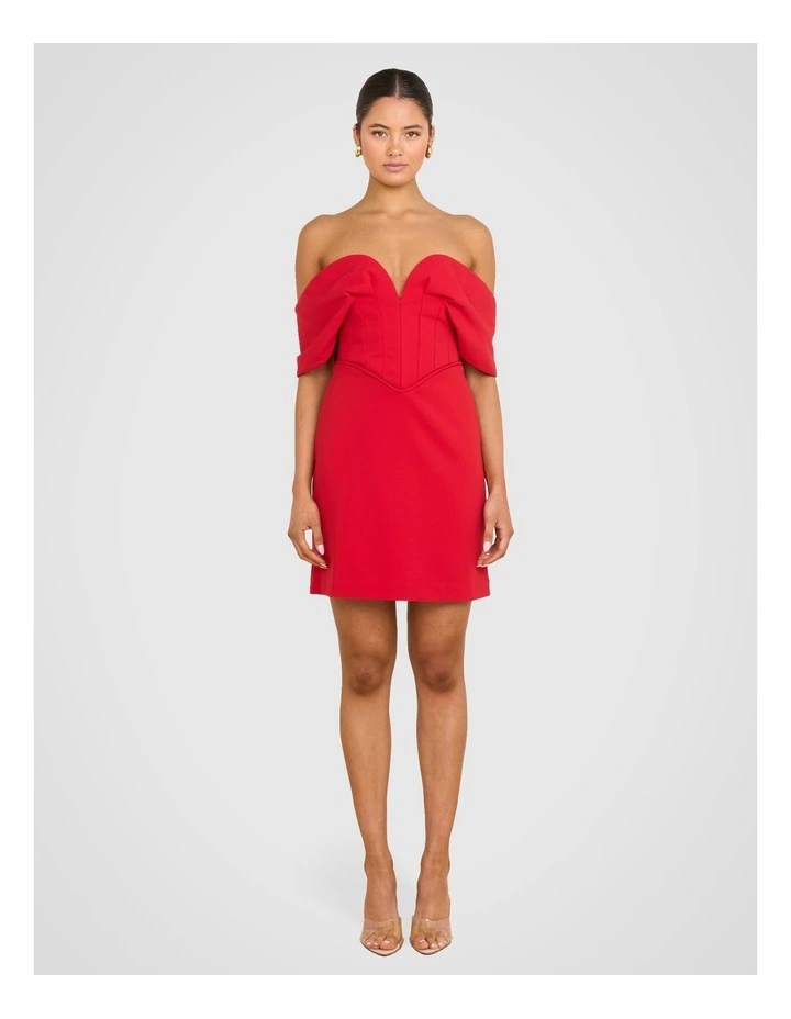 Sofi Off Shoulder Mini Dress in Red image 5