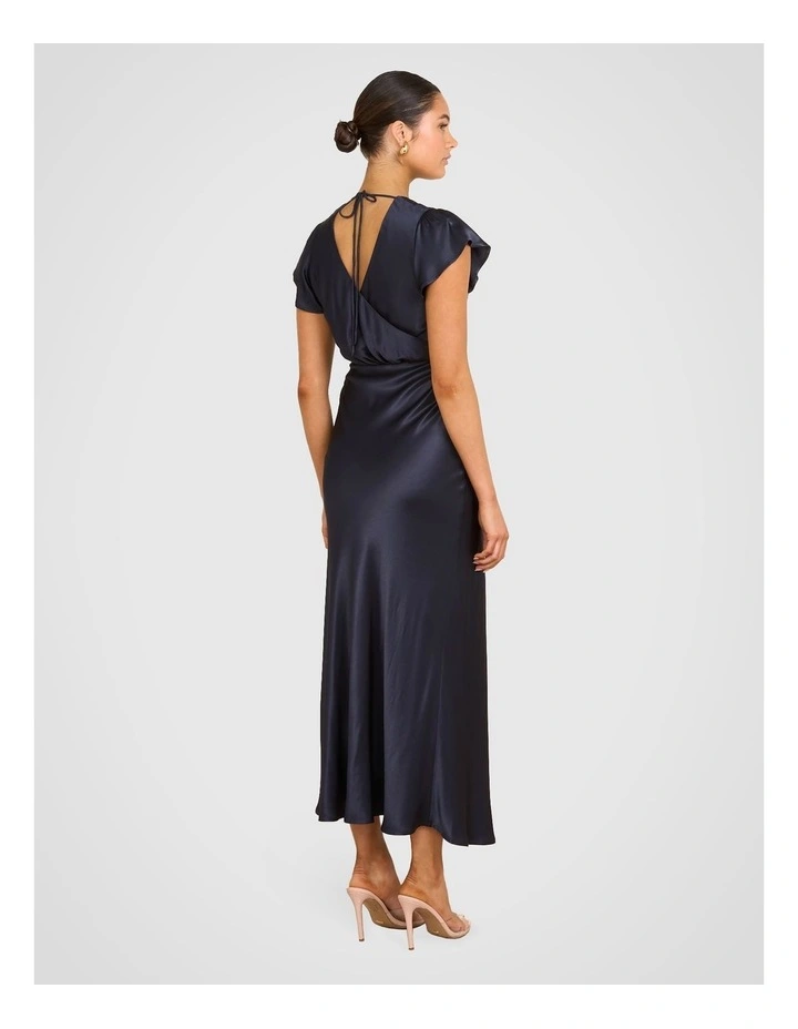 Tahlia Wrap Front Satin Gown in Navy image 2