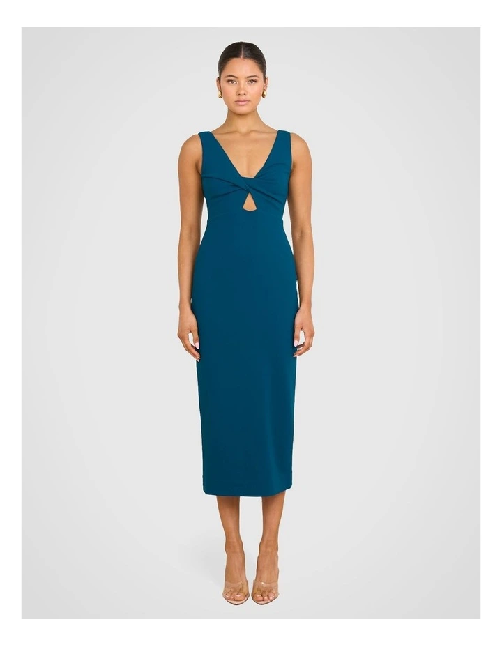 Kerry Twist Front Midi Dress in Blue image 1