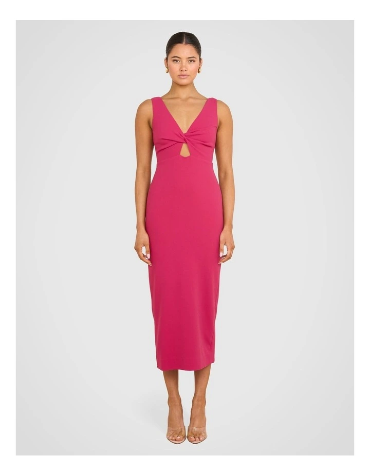 Kerry Twist Front Midi Dress in Pink image 1