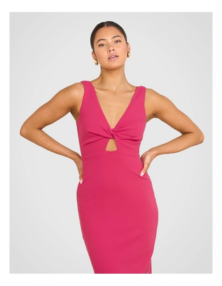 Kerry Twist Front Midi Dress in Pink image 5