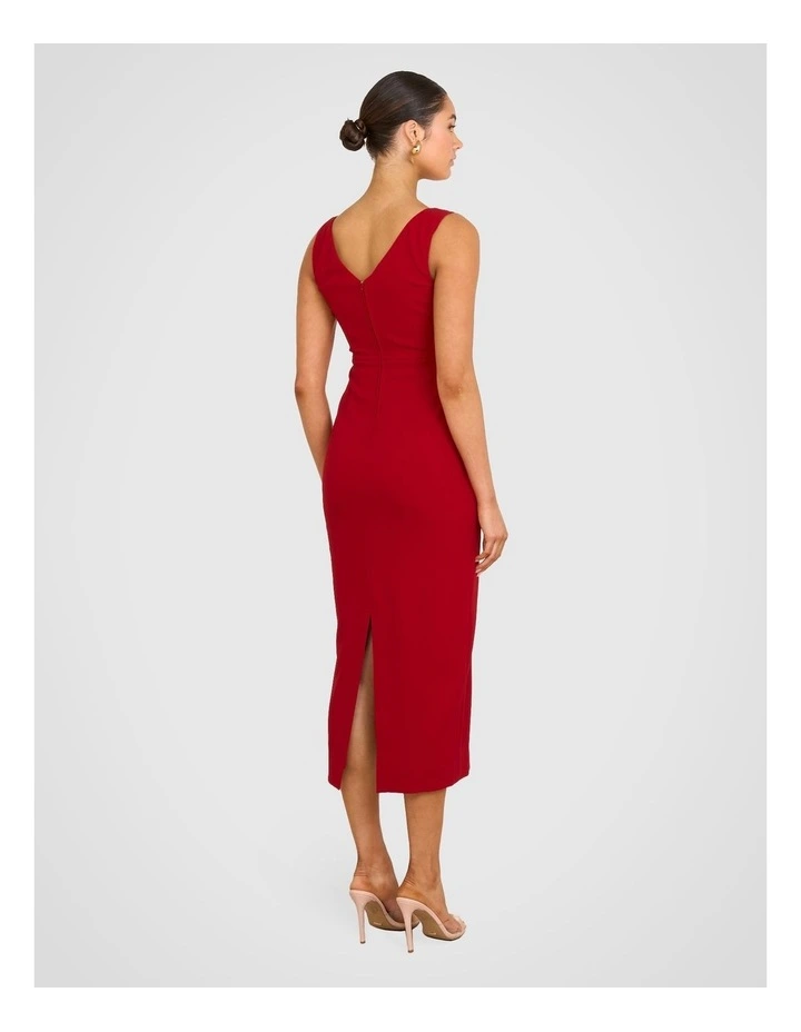 Kerry Twist Front Midi Dress in Red image 2