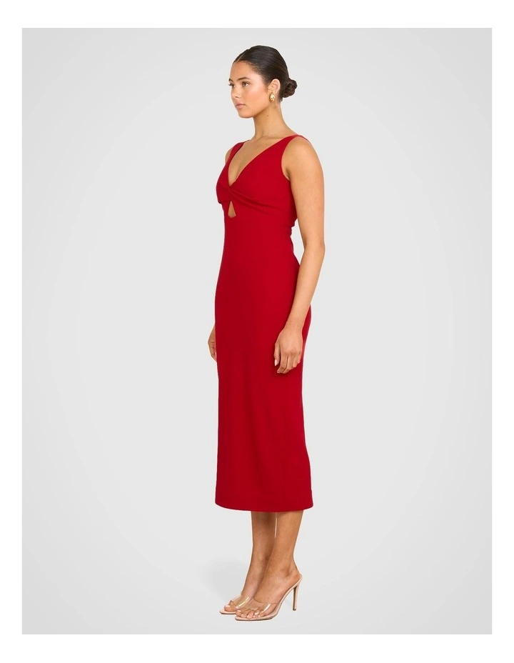 Kerry Twist Front Midi Dress in Red image 3