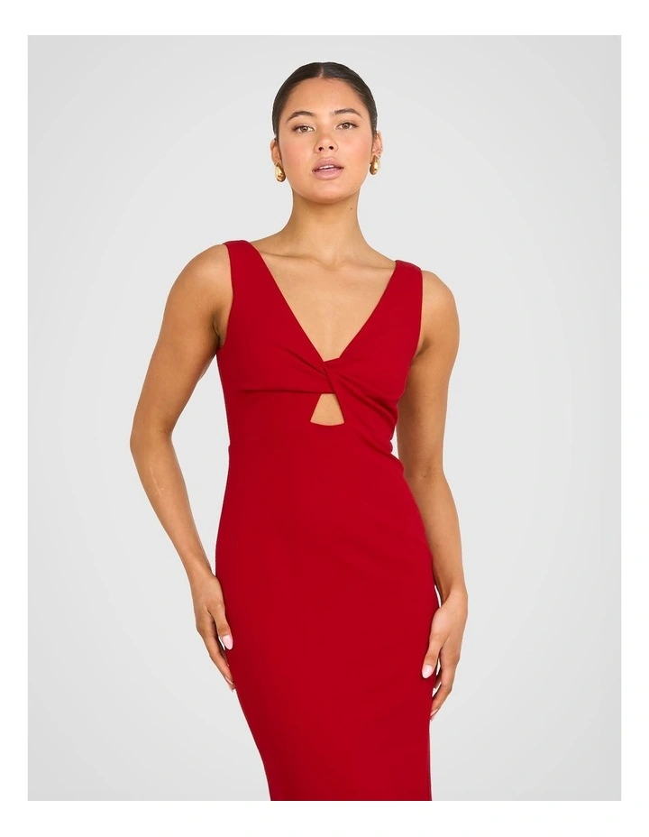 Kerry Twist Front Midi Dress in Red image 4