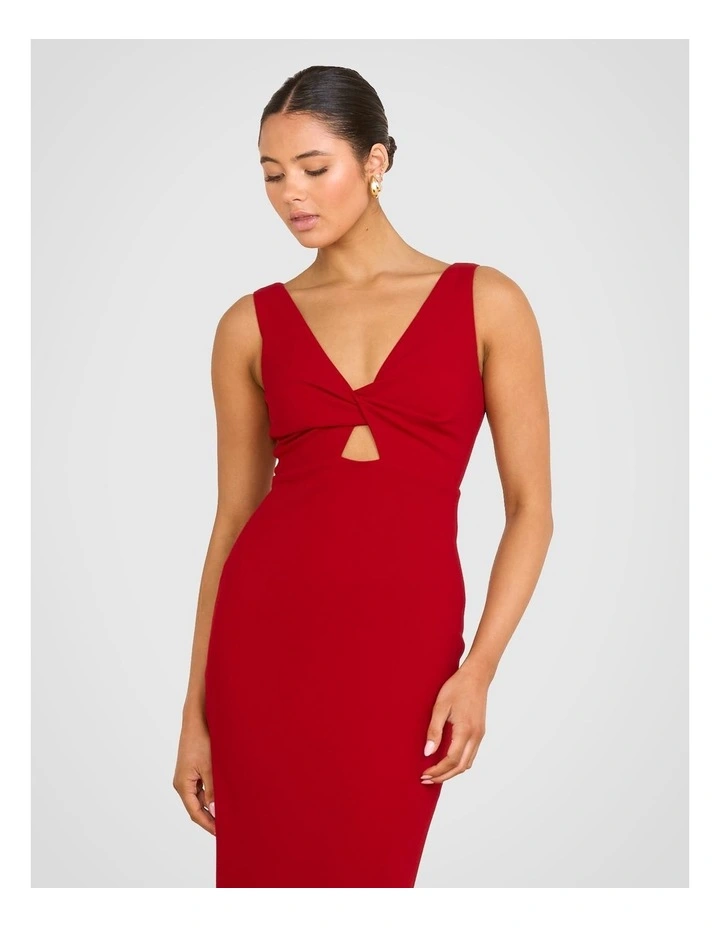 Kerry Twist Front Midi Dress in Red image 5