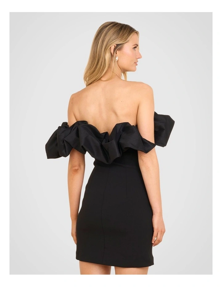 Elly Puff Shoulder Mini Dress in Black image 2