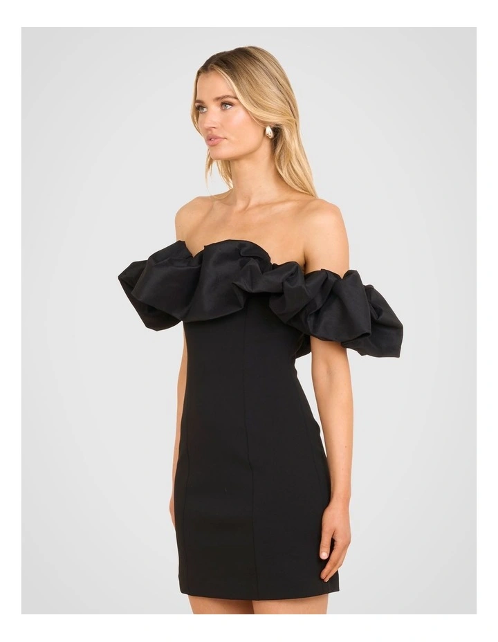 Elly Puff Shoulder Mini Dress in Black image 3