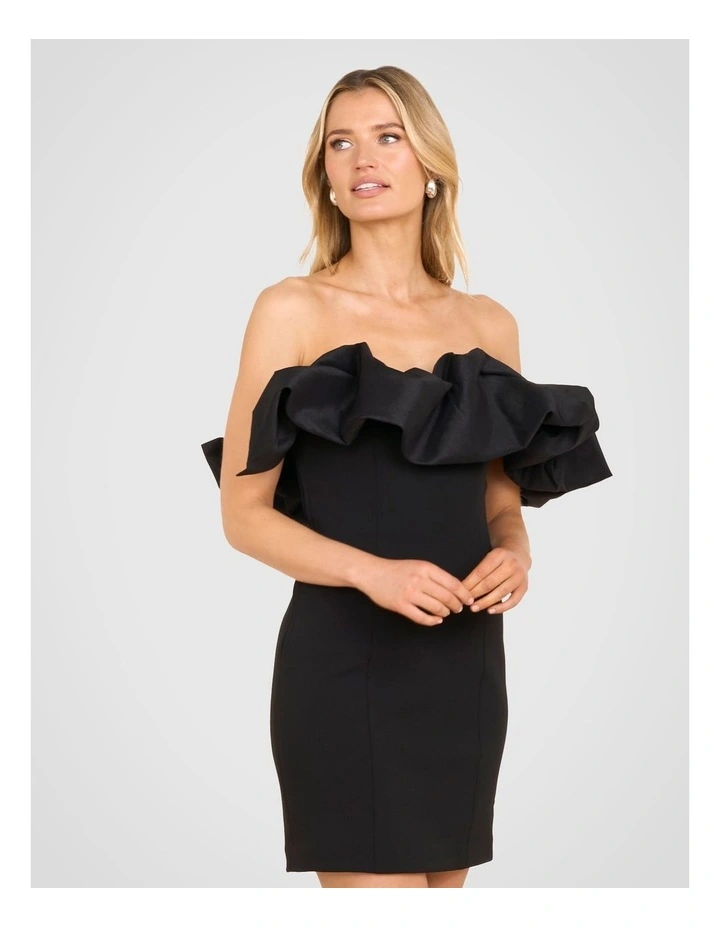 Elly Puff Shoulder Mini Dress in Black image 4