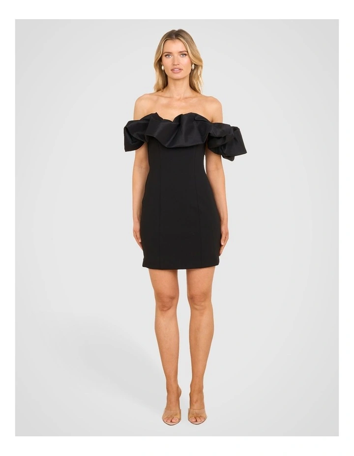 Elly Puff Shoulder Mini Dress in Black image 5