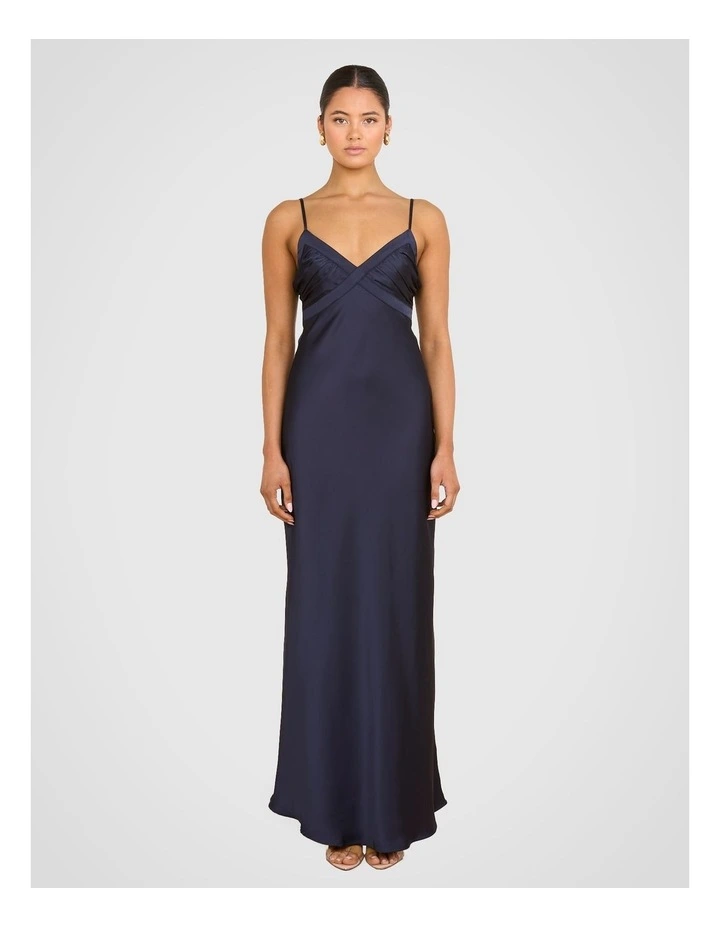 Aliah Satin Gown in Navy image 1