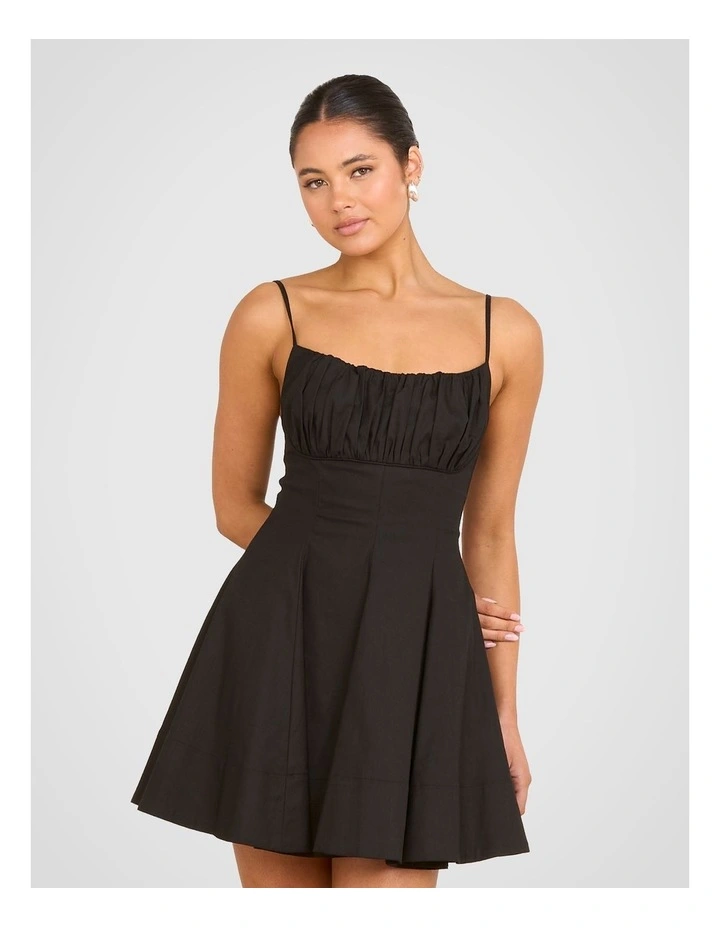 Gaia Flared Mini Dress in Black image 4