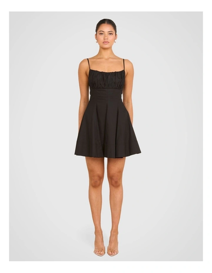Gaia Flared Mini Dress in Black image 5